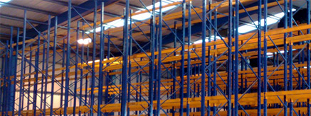 blue and orange warehouse racking