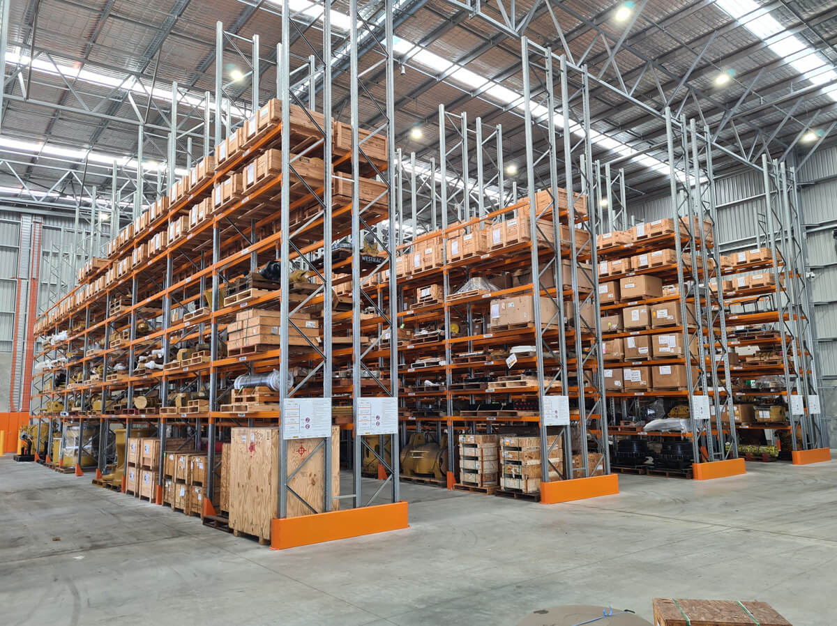 Pallet racking system in warehouse